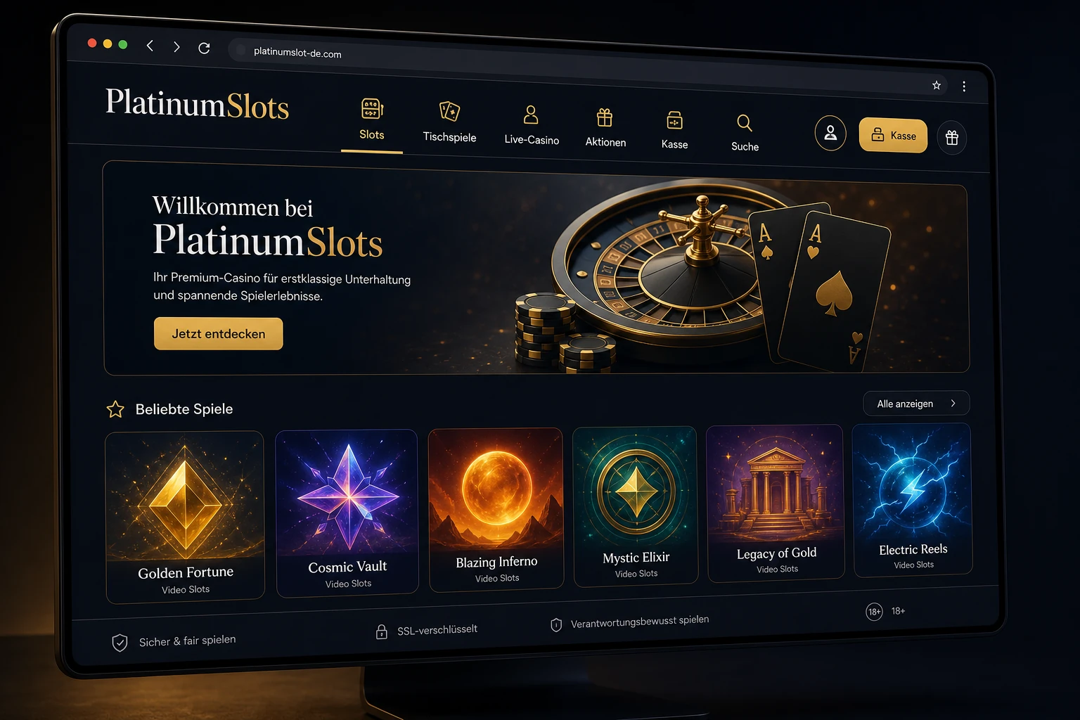 Bedienung und Aufbau von PlatinumSlots Casino